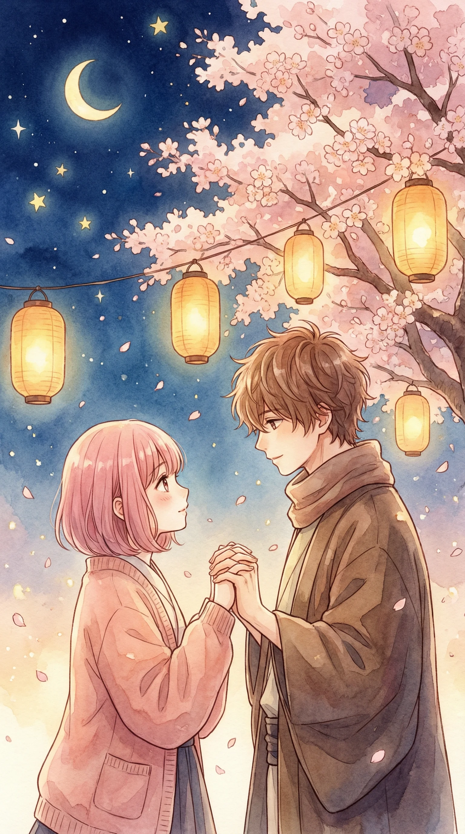 禁漫天堂恋爱漫画月下恋人情侣星空下牵手